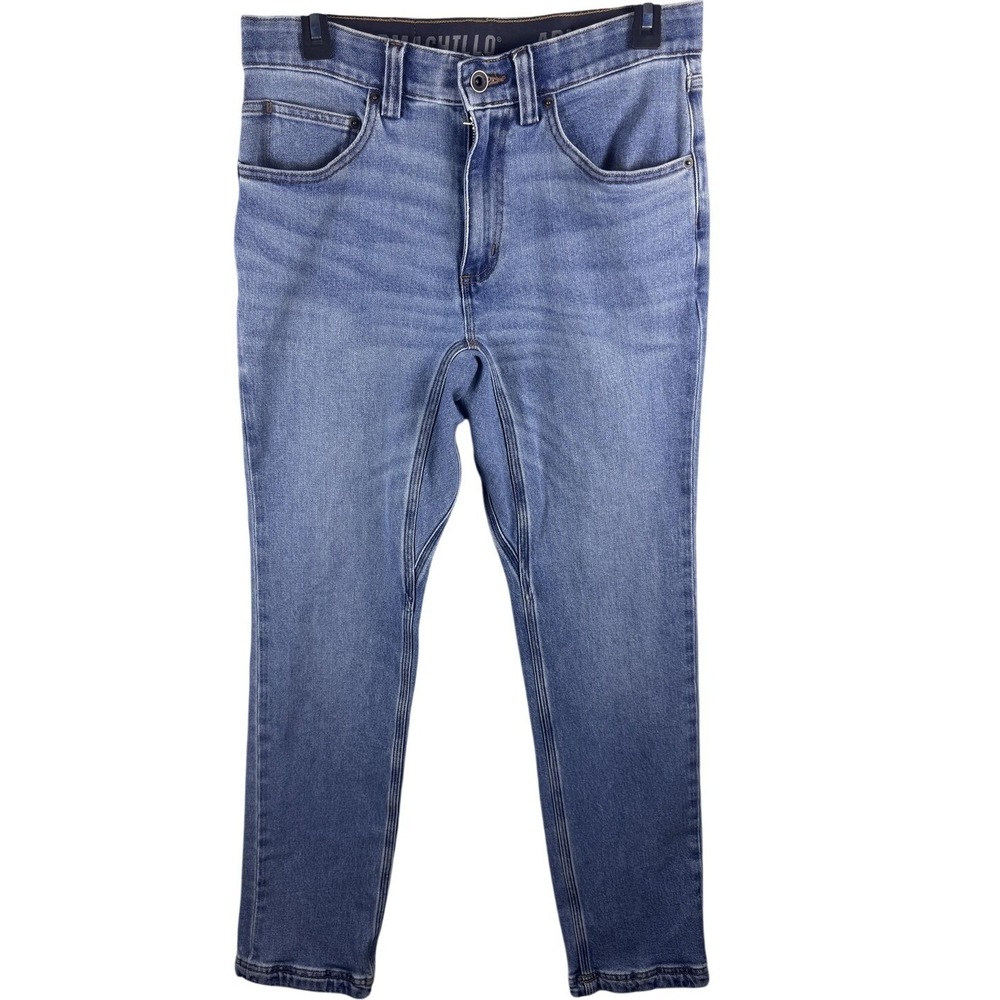 Duluth Trading Co Jeans Mens 30x32 Blue Slim Tapered Stretch Zip Fly Armachillo